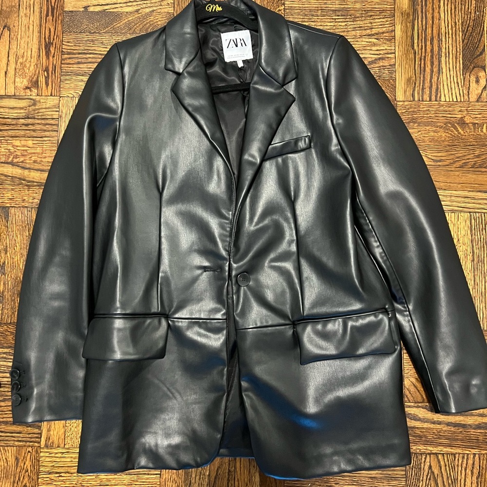 Zara leather oversized blazer